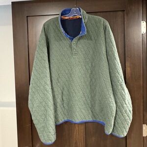 Green Quilted Pullover with Blue Trim
